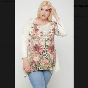 Poliana Plus sublimation print Long Sleeve tunic top Size 1X